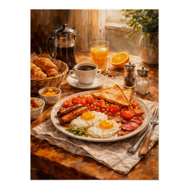 Englisches Frühstück Morgen ein gemütliches Essen  Poster (Vorderseite)