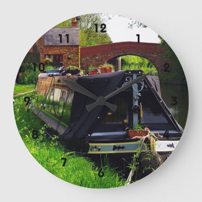 Englisches Kanaboot Große Wanduhr (Vorderseite)