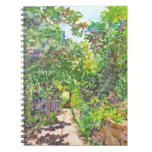 Englisches Land-Weg-Aquarell-gewundenes Notizbuch Notizblock