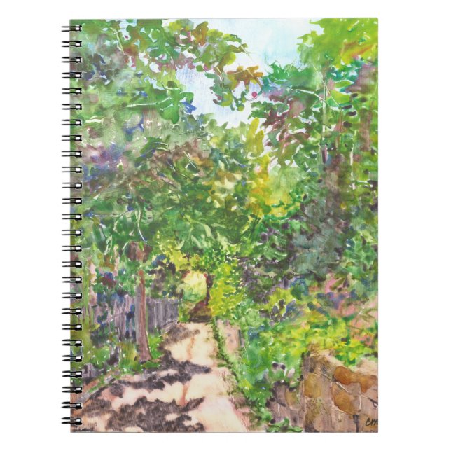 Englisches Land-Weg-Aquarell-gewundenes Notizbuch Notizblock (Vorderseite)