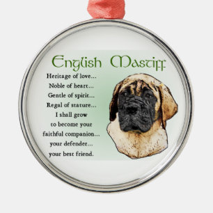 Englisches Mastiff-Erbe der Liebe Ornament Aus Metall