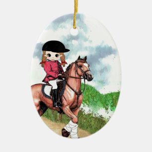 Englisches Reitmädchen Keramik Ornament
