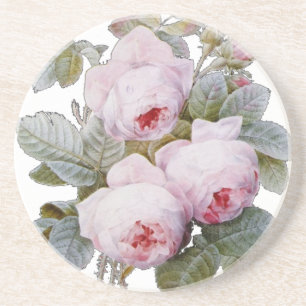 Englisches Rosen-Garten-Blumenstrauß-Rosa mit Sandstein Untersetzer