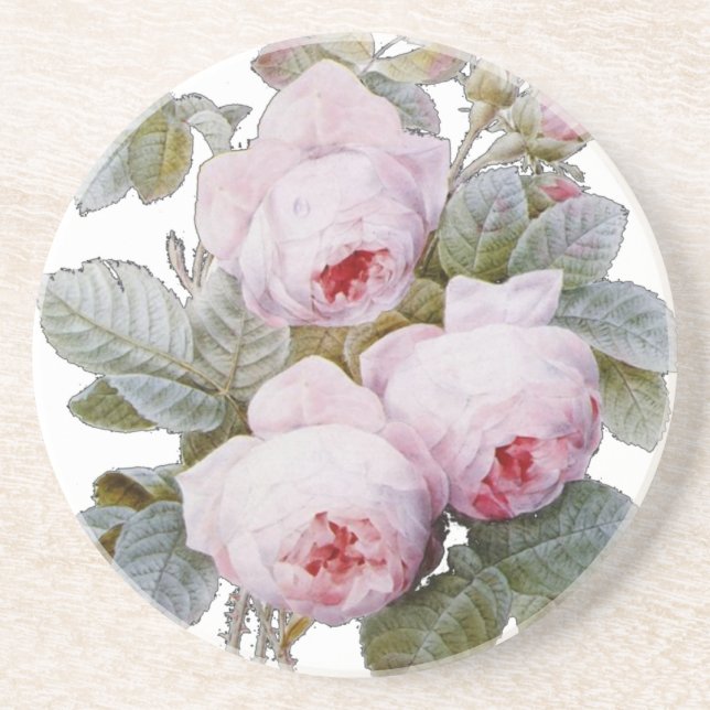 Englisches Rosen-Garten-Blumenstrauß-Rosa mit Sandstein Untersetzer (Vorne)