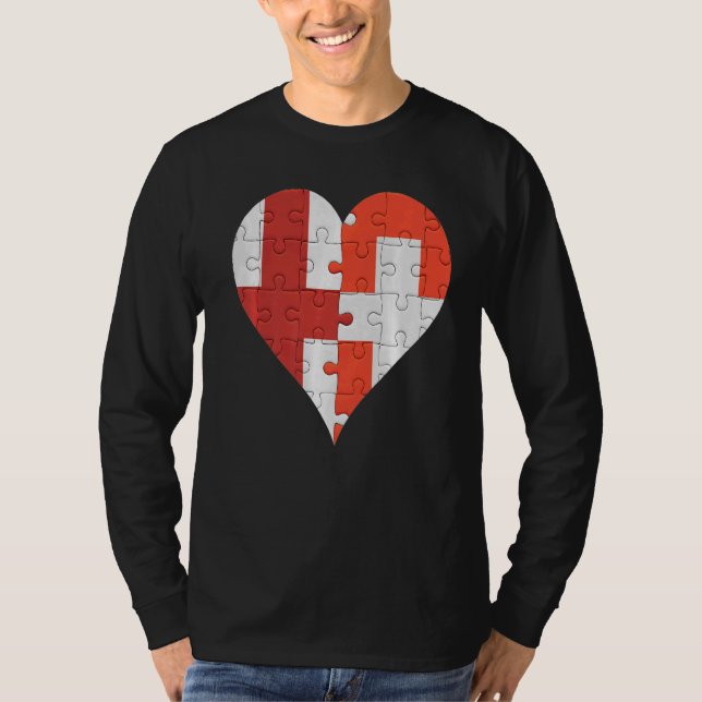 Englisches Schweizer Flaggenherz T-Shirt (Vorderseite)