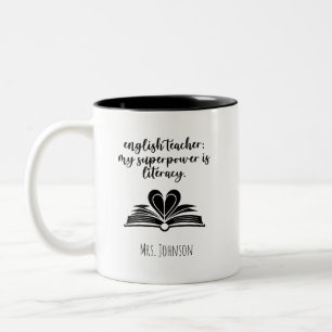 Englischlehrer: Meine Superkraft ist die Literalit Zweifarbige Tasse