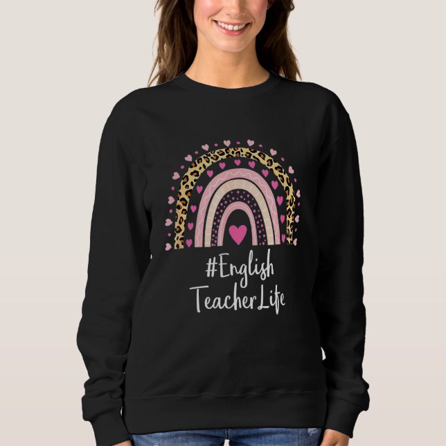 Englischlehrerin Leopard Life Leopard Print Boho R Sweatshirt (Vorderseite)