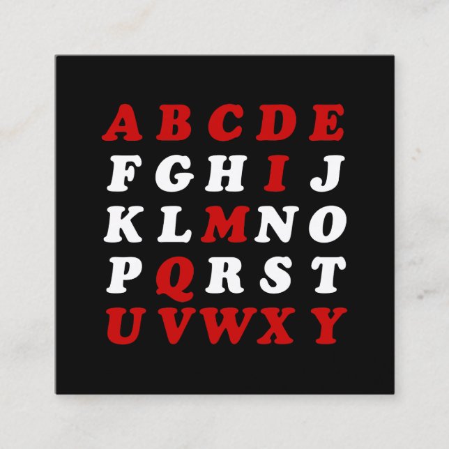 English Alphabet Quadratische Visitenkarte (Vorderseite)