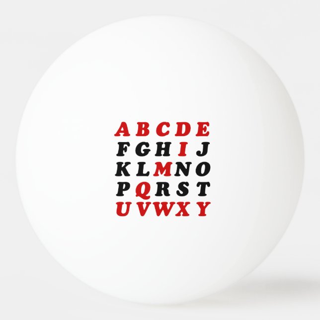 English Alphabet Tischtennisball (Vorderseite)