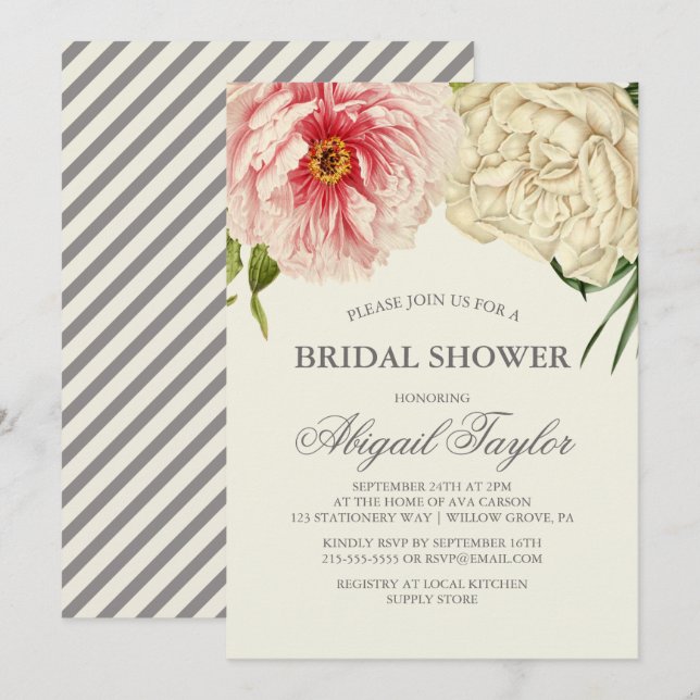 English Blooms Brautparty Card Einladung (Vorne/Hinten)