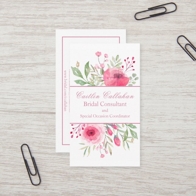 English Bouquet Floral Visitenkarte (Vorderseite/Rückseite Beispiel)