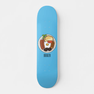 English breakfast cartoon illustration skateboard