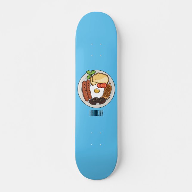 English breakfast cartoon illustration skateboard (Vorne)