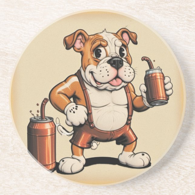 English Bull Dog mit Soda Untersetzer (Vorne)