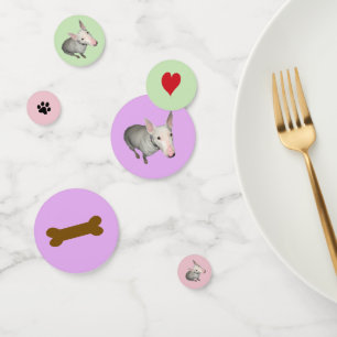 English Bull Terrier, Bone, Heart und Paw Print Konfetti
