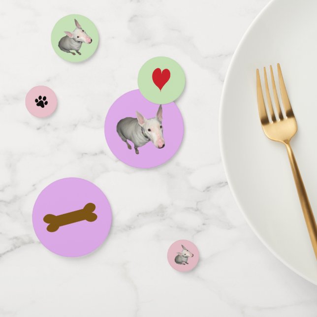 English Bull Terrier, Bone, Heart und Paw Print Konfetti (Gruppe)