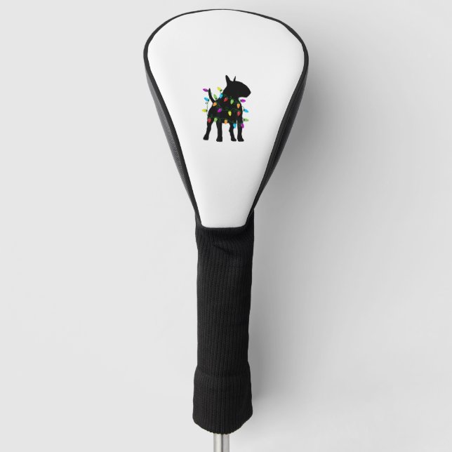 English Bull Terrier Dog Christmas Lights Golf Headcover (Vorderseite)