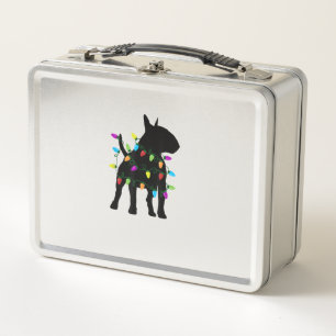 English Bull Terrier Dog Christmas Lights Metall Brotdose
