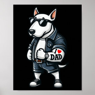 English Bull Terrier I Liebe Vater Funny Dog Tatto Poster