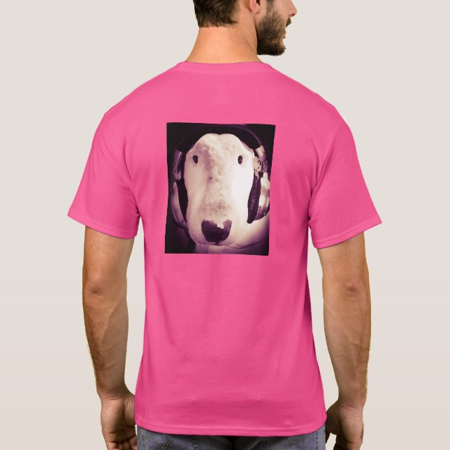 English Bull Terrier mit Kopfhörer T-Shirt (Rückseite)