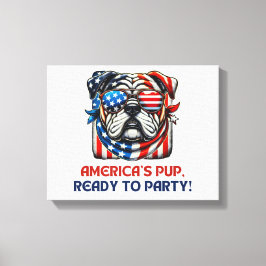 English Bulldog 4. July Merica Sonnenbrille USA Leinwanddruck