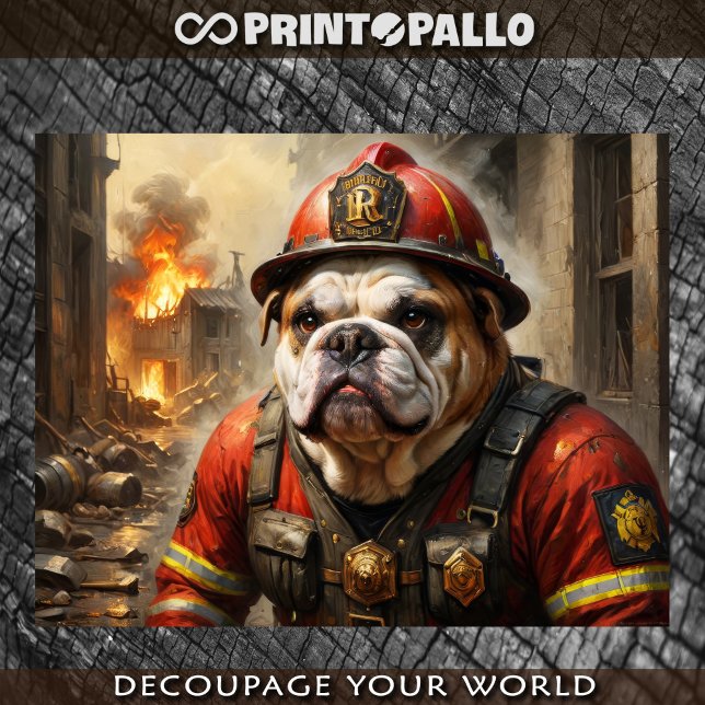 English Bulldog als Firefighter - Seidenpapier (Von Creator hochgeladen)