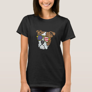 English Bulldog American USA Flag 4. Juli 4. T-Shirt