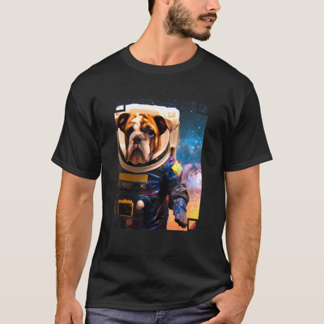 English Bulldog Astronaut   Outer Space Bulldog 2 T-Shirt (Vorderseite)