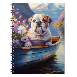English Bulldog auf einem Paddel: Ein Landschaftli Notizblock