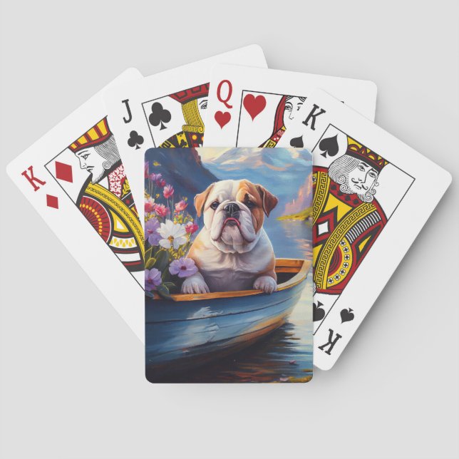 English Bulldog auf einem Paddel: Ein Landschaftli Spielkarten (Rückseite)