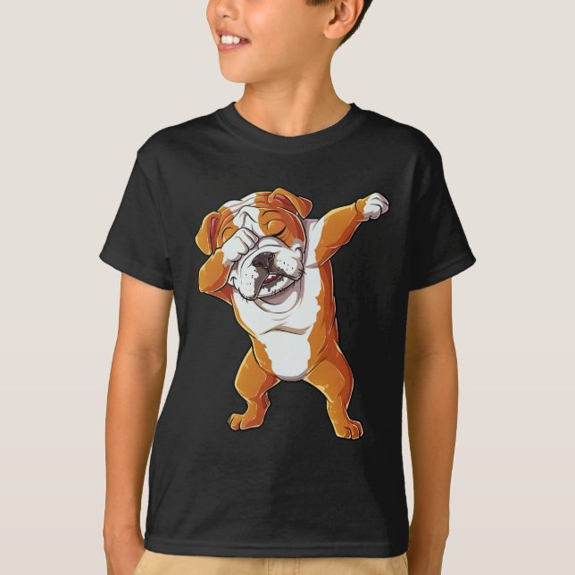 English Bulldog Boys Dab Dance Puppy Lover T-Shirt (Vorderseite)