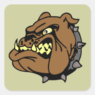English Bulldog Cartoon Quadratischer Aufkleber