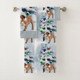English Bulldog Christmas Badhandtuch Set