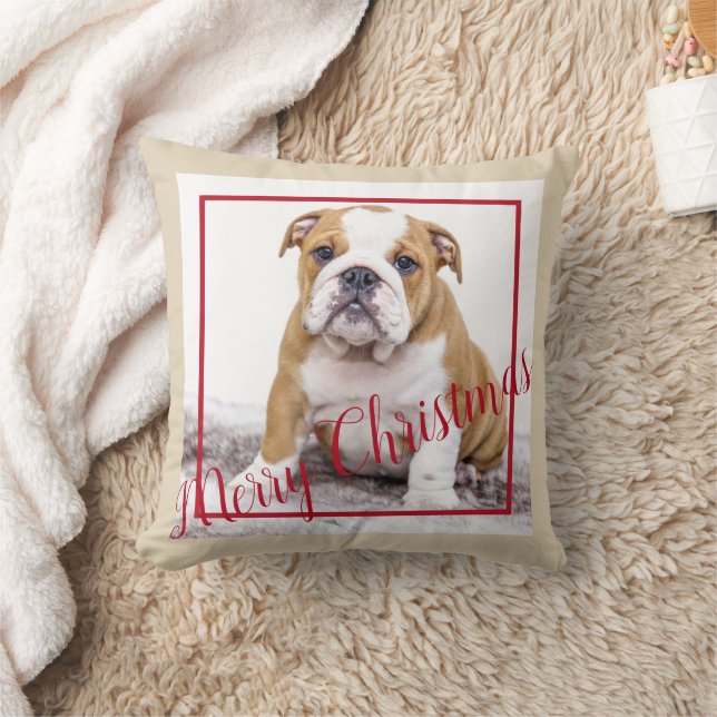 English Bulldog Christmas Custom Holiday Foto Kissen (Decke)