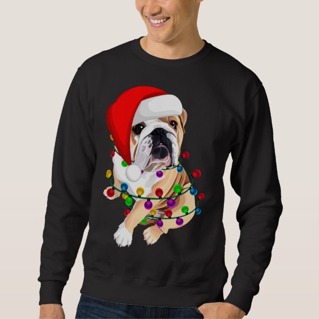 English Bulldog Christmas Dogmas Weihnachtsmannmüt Sweatshirt (Vorderseite)