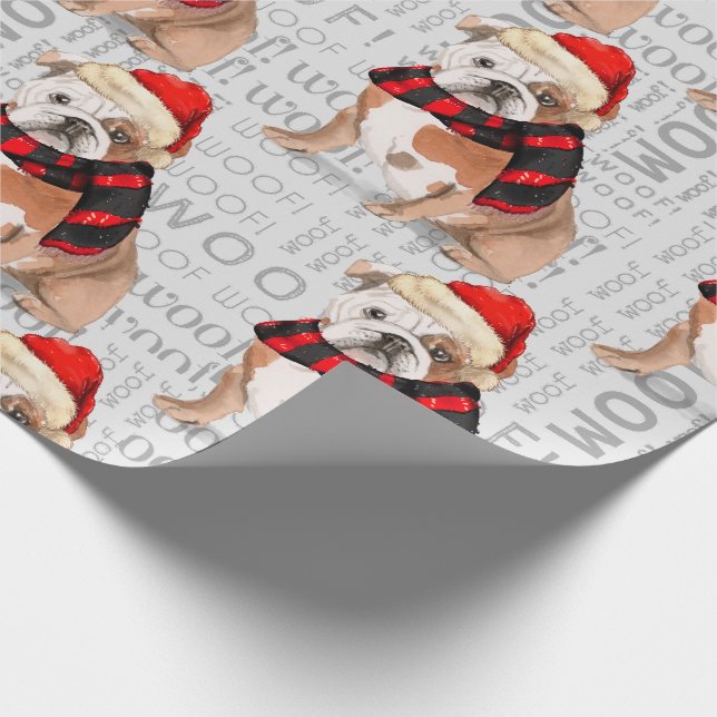 English Bulldog Christmas für Hundefreunde Geschenkpapier (Ecke)