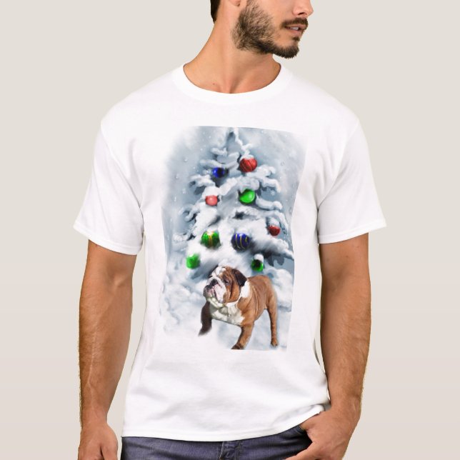 English Bulldog Christmas Geschenke T-Shirt (Vorderseite)