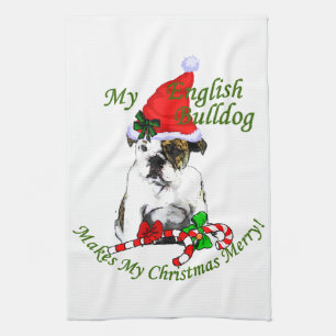 English Bulldog Christmas Geschirrtuch