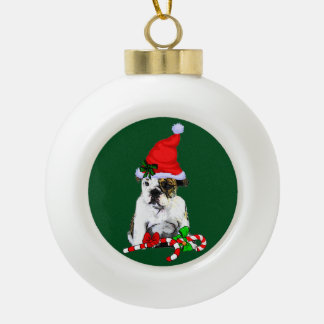 English Bulldog Christmas Keramik Kugel-Ornament