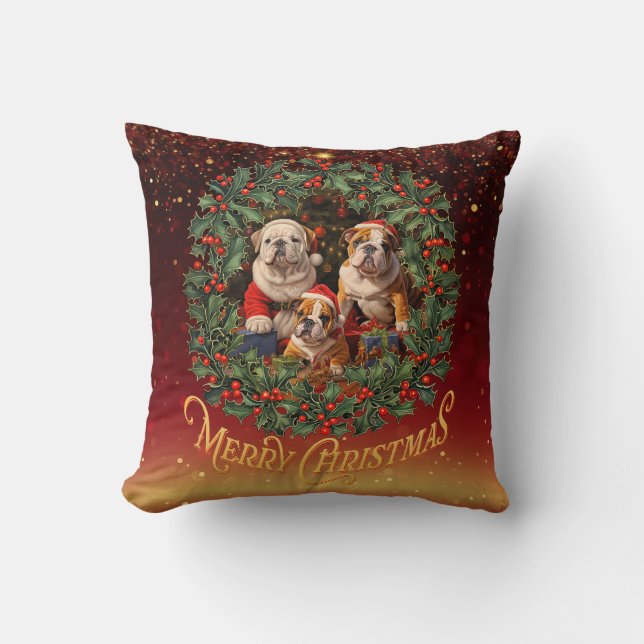 English Bulldog Christmas Kissen (Vorderseite)