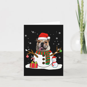 English Bulldog Christmas Pajama Snowman Dog Lover Karte