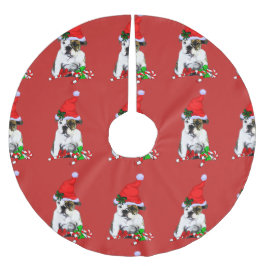 English Bulldog Christmas Polyester Weihnachtsbaumdecke