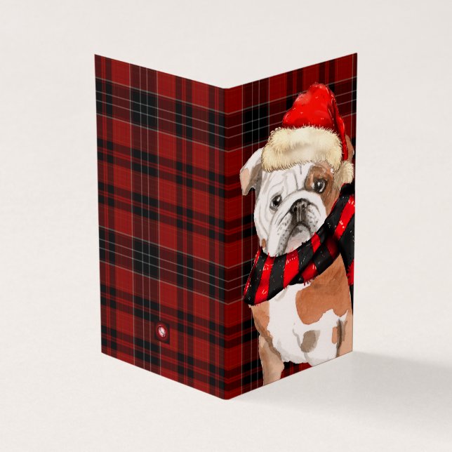 English Bulldog Christmas Red Holiday Kariert (Vorderseite)