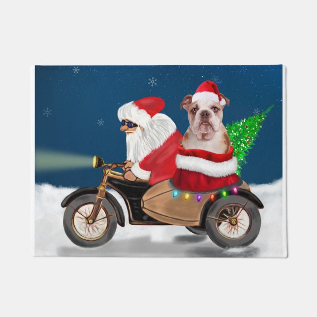 English Bulldog Christmas Santa Claus Fußmatte (Vorderseite)