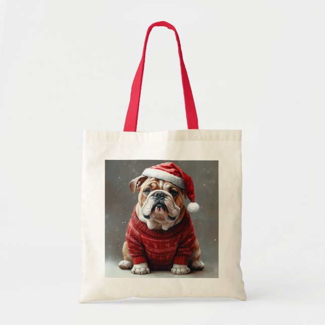English Bulldog Christmas Tragetasche (Vorne)