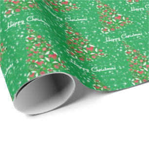 English Bulldog Christmas Tree Holiday Green Geschenkpapier