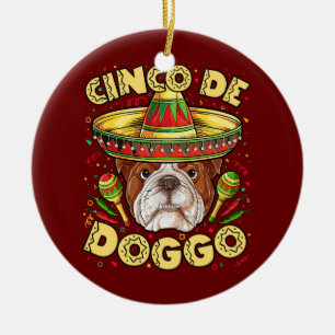 English Bulldog Cinco de Doggo Mayo Keramik Ornament