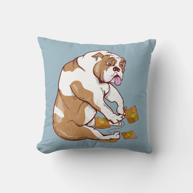 English Bulldog Crochet Kissen (Vorderseite)