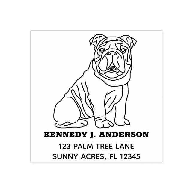 English Bulldog Custom Rücksendeadresse Gummistempel (Prägung)