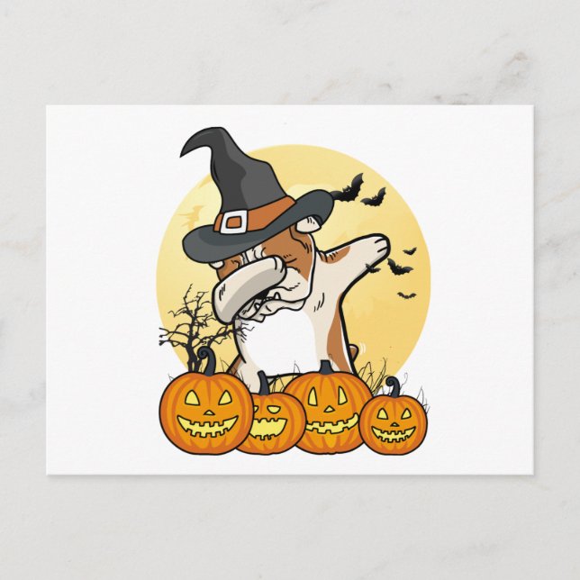 English Bulldog Dabbing Halloween Postkarte (Vorderseite)